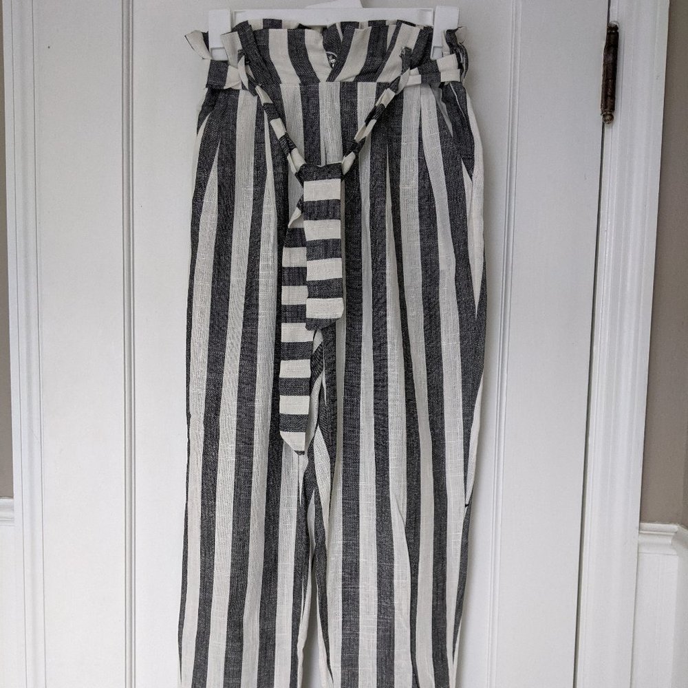 100% linen striped pants